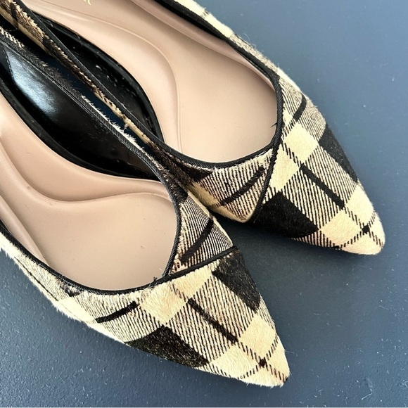 Preston & York Tabitha Black and Tan Plaid Calf Hair Pointed Toe Pumps Size 8 - Picture 13 of 16